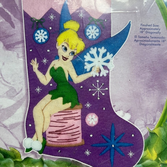 Janlynn Christmas Stocking Kit Tinkerbell  18" Disney Felt 2007 Applique New - Picture 2 of 4